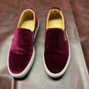 Greats maroon burgundy velvet‎ slip on shoes, size 7